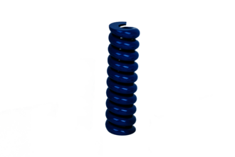 Eine beschichtete blaue Feder des Familienunternehmens Röhrs 
